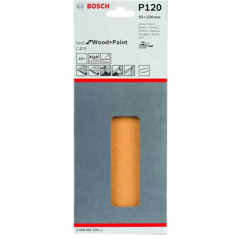 Bosch Foglia abrasivi 93x230 mm Grana 120 pz 10 Favoriet