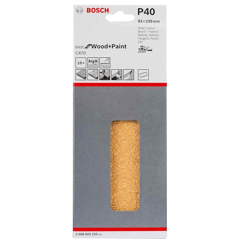 Bosch Foglia abrasivi 93x230 mm Grana 40 pz 10 Seizoensaanbieding