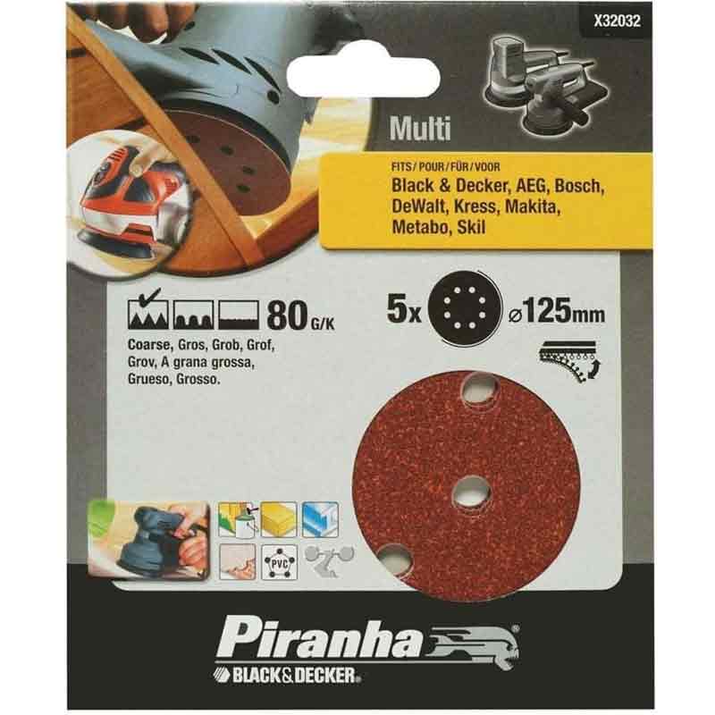 Gecertificeerd Dischi abrasivi 125 mm grana 80 per levigatrici Black and decker