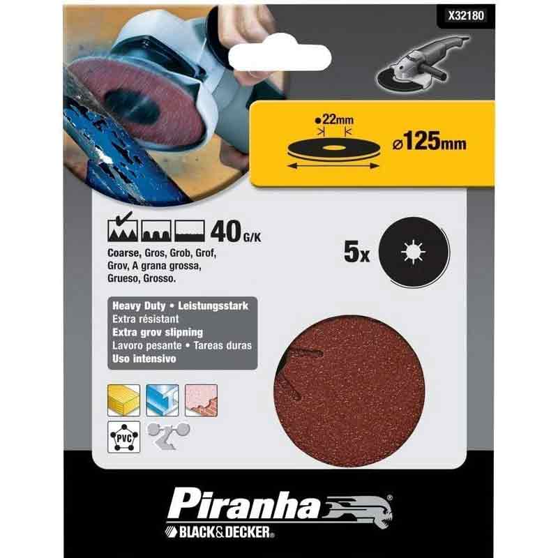 Dischi abrasivi 125 mm per smerigliatrici angolari Grana 60 pz 5 Black e decker Hoge Kwaliteit