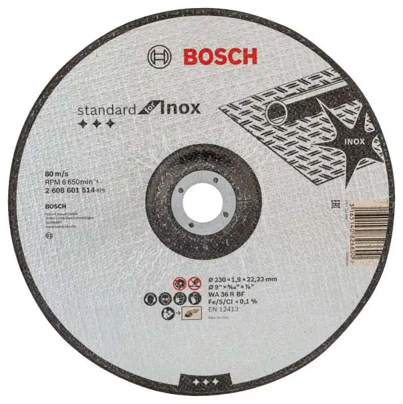 Disco da taglio inox depresso per smerigliatrice angolare 230x1,9x22,23mm Bosch Speciale Aanbieding