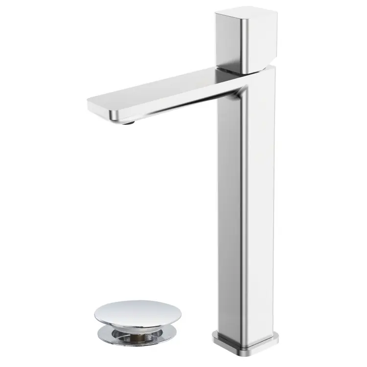 Direct Verzonden Miscelatore alto per lavabo in ottone cromato con piletta Lotus Feridras