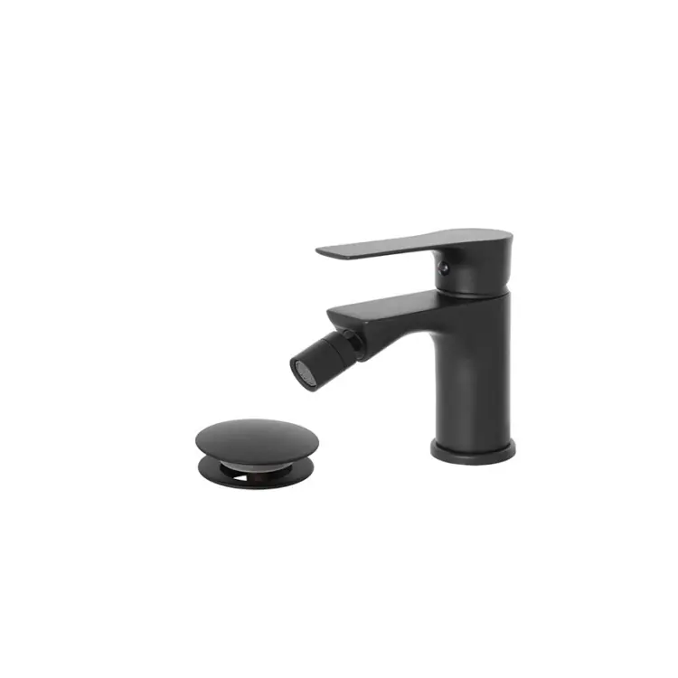 Direct Beschikbaar Miscelatore per bidet in ottone nero opaco con piletta Flat Feridras