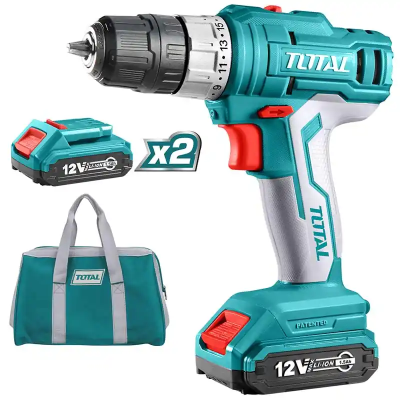 Weekendaanbieding Trapano avvitatore a batteria 12V (2x1.5 Ah) Total TOTTDLI1222