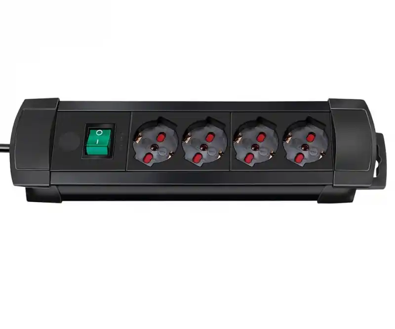 Bestel Nu Multipresa in plastica 4 posti con interruttore 36 cm nero Premium Brennenstuhl