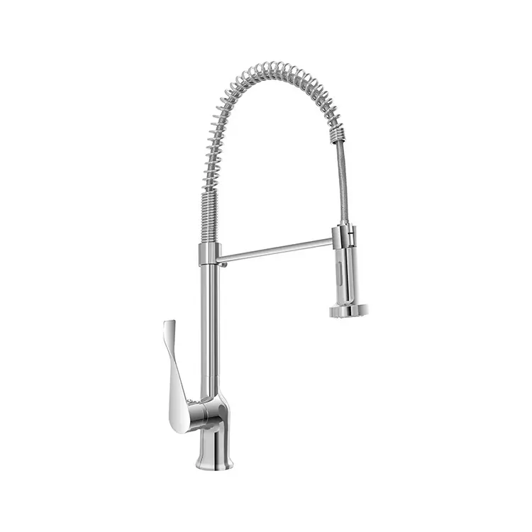 Direct Beschikbaar Miscelatore per lavello in ottone cromato con canna a molla Kitchen Feridras
