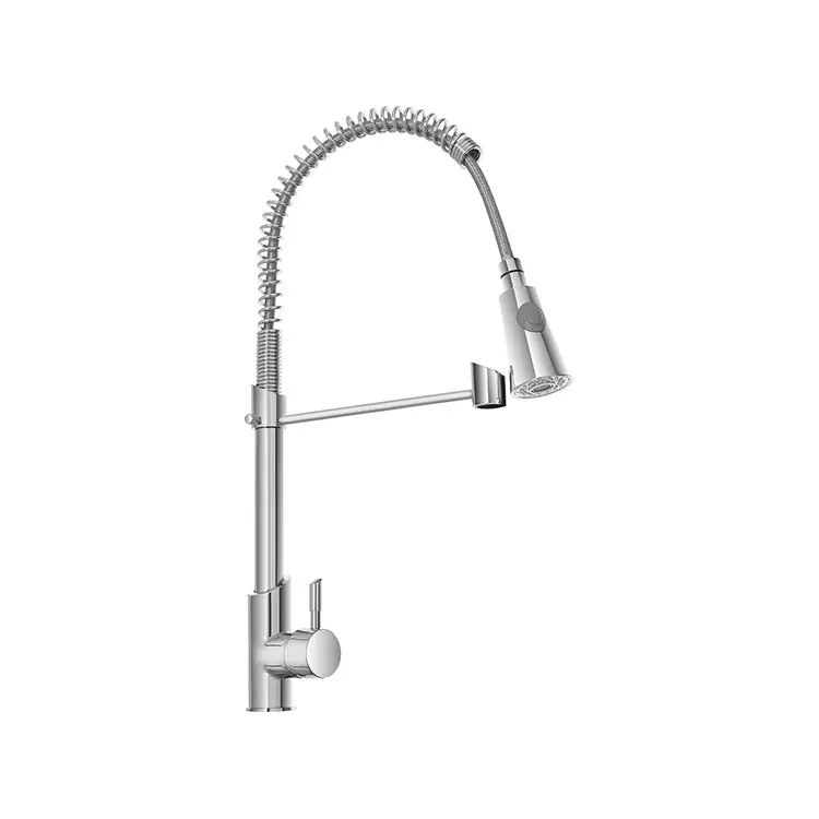 Lage Kosten Miscelatore per lavello in ottone cromato con canna a molla Kitchen Feridras