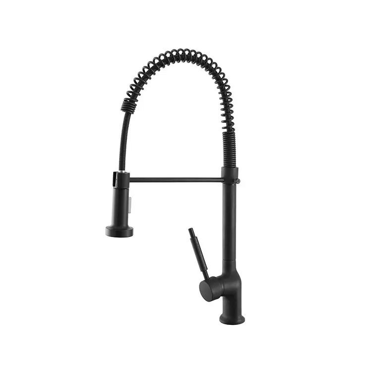 Hoge Kwaliteit Miscelatore per lavello in ottone nero opaco con canna a molla Kitchen Feridras