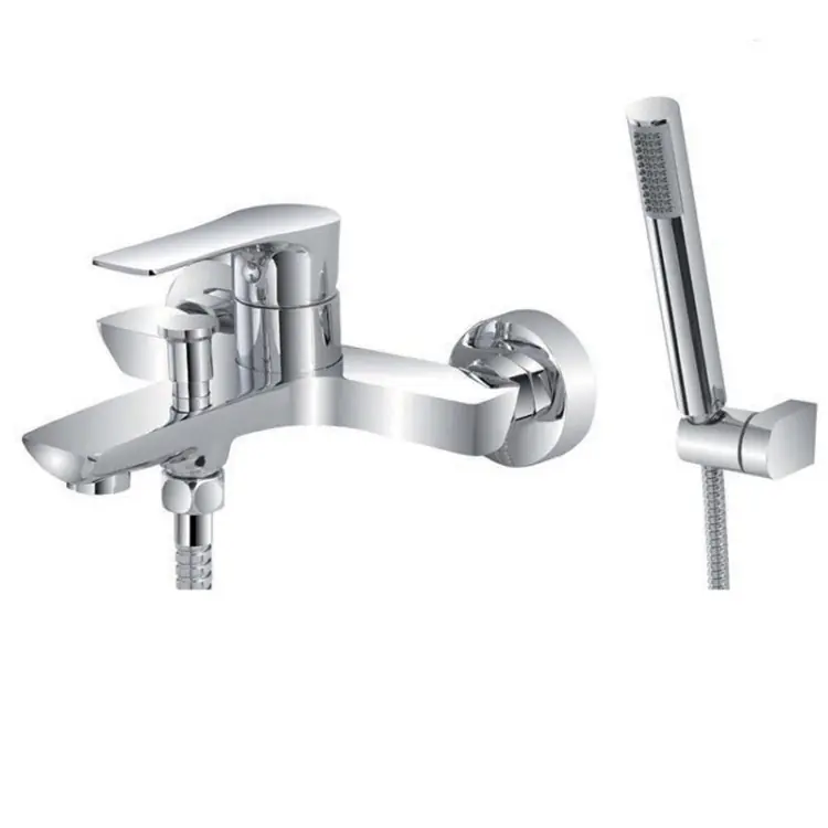 Miscelatore per vasca in ottone cromato con tubo e doccetta Flat Feridras Flitsaanbieding