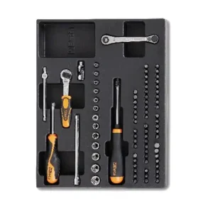 Set inserti e bussole da 81pz. con cacciavite portainserti a cricchetto in termoformato Beta Goedkoop