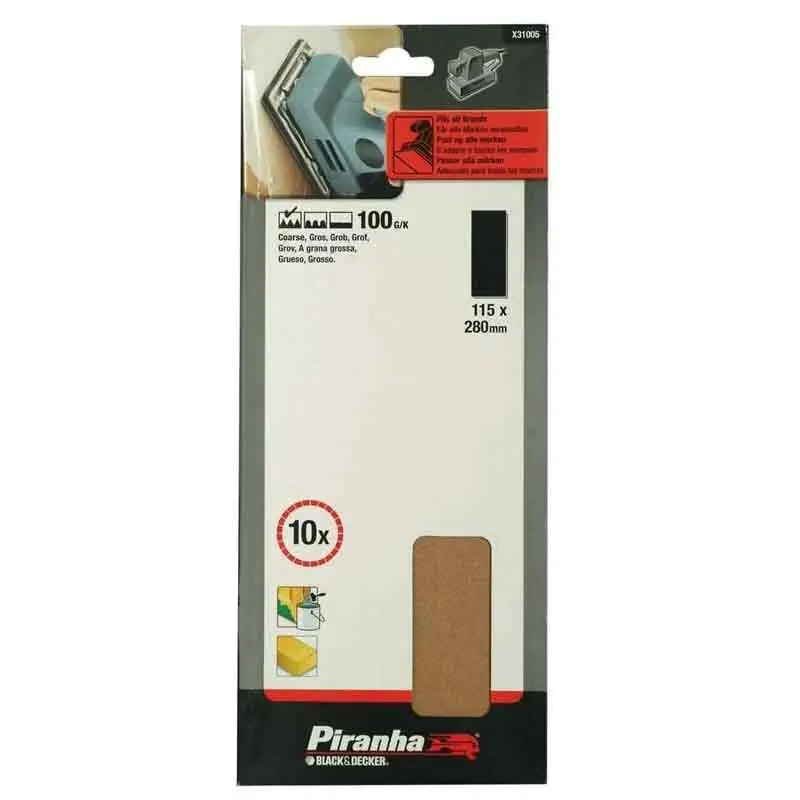 Koop Online Nastri abrasivi 115x280 mm grana 100 per levigatrici orbitali Black and Decker