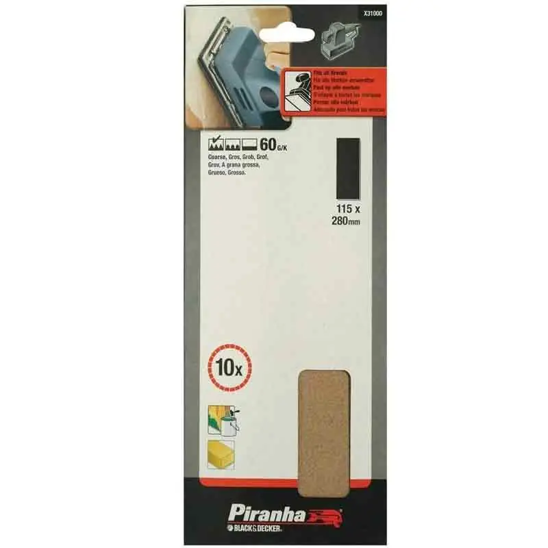 Nastri abrasivi 115x280 mm grana 60 per levigatrici orbitali Black and Decker Koopje