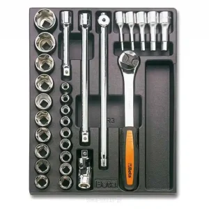 Set chiavi a bussola da 29pz. con cricchetto e prolunghe in termoformato Beta Voordeelprijs