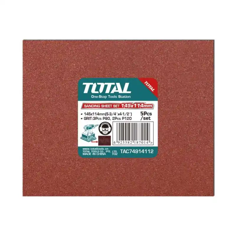 Goedkoop Set 5 Fogli abrasivi 145x114 per levigatrici Total P 80 e P 120