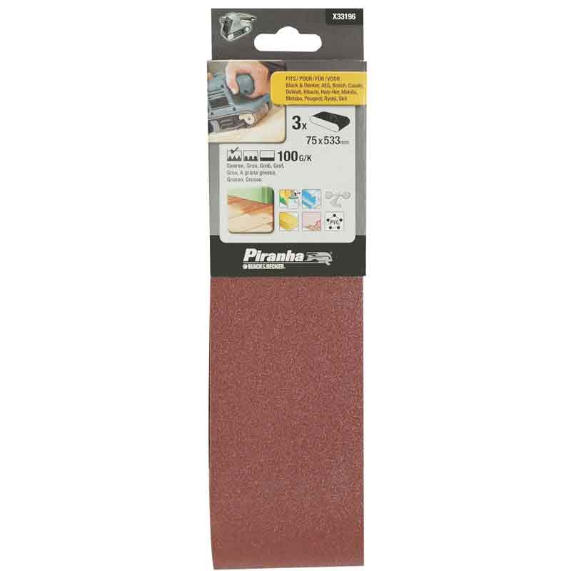 Nastri 75x533 mm Grana 100 per levigatrici a nastro Black and decker X33196-XJ Tijdelijk Beschikbaar