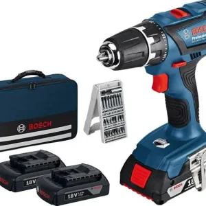 Bosch GSR 18-2 Li Plus Trapano a batteria 18V con 3 batterie borsa e punte Laatste Kans