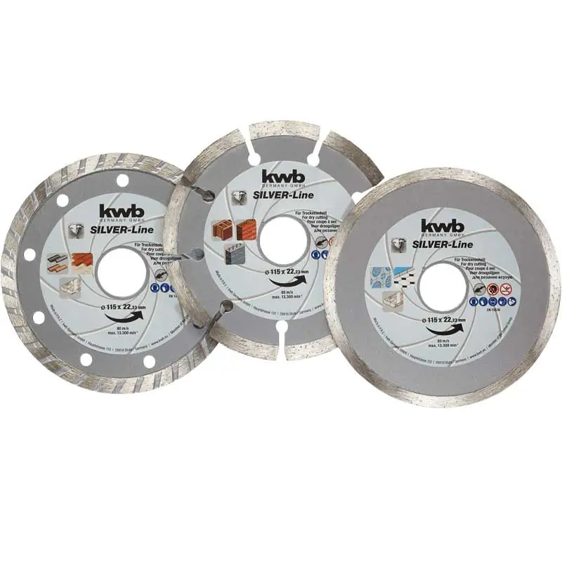 Dischi diamantati set da 3 pz 115 mm Kwb Laatste Kans