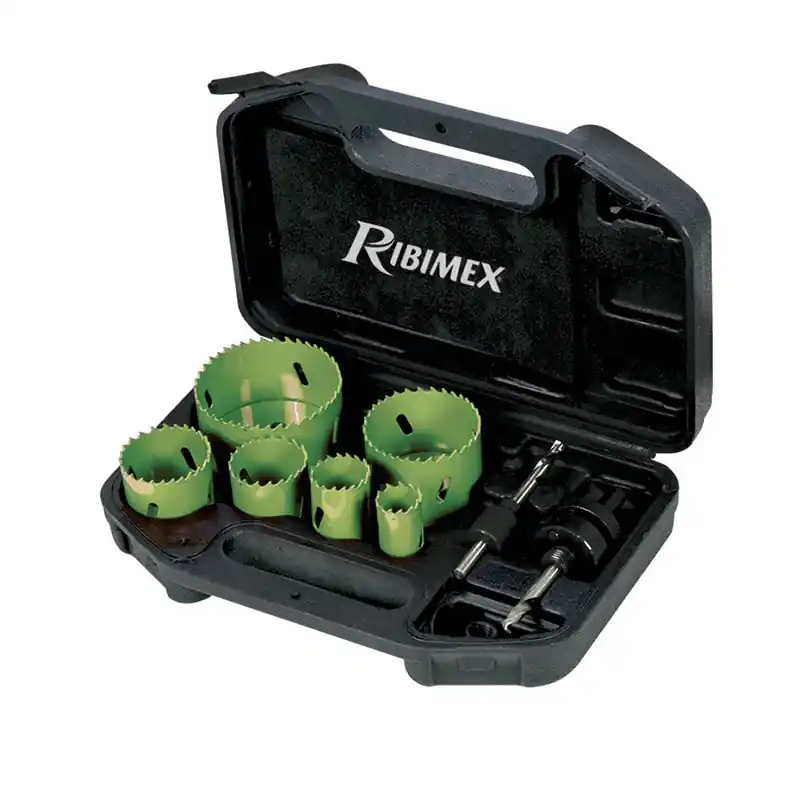 Fresa a tazza multimateriale in set da 6 pezzi con adattatore trapano Ribimex Nu Kopen