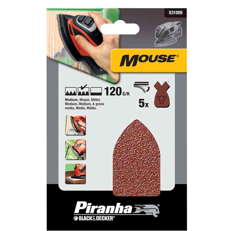 Carta Abrasiva per levigatrice Mouse Grana 120 Black and Decker Direct Verzonden