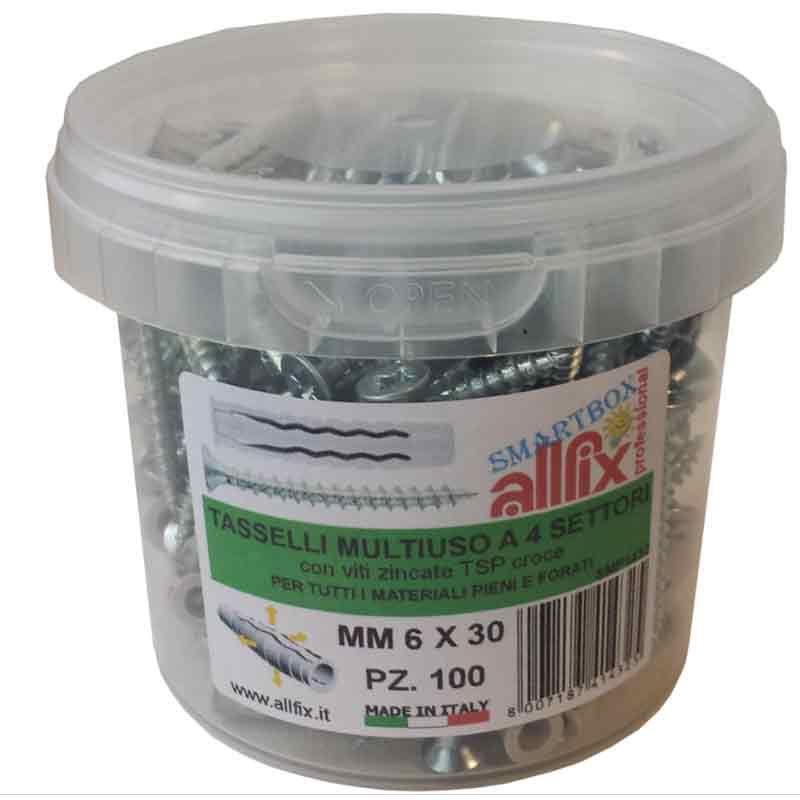 Gratis Retour Tasselli In Nylon 6x30 mm Con Viti Allfix 100 Pz