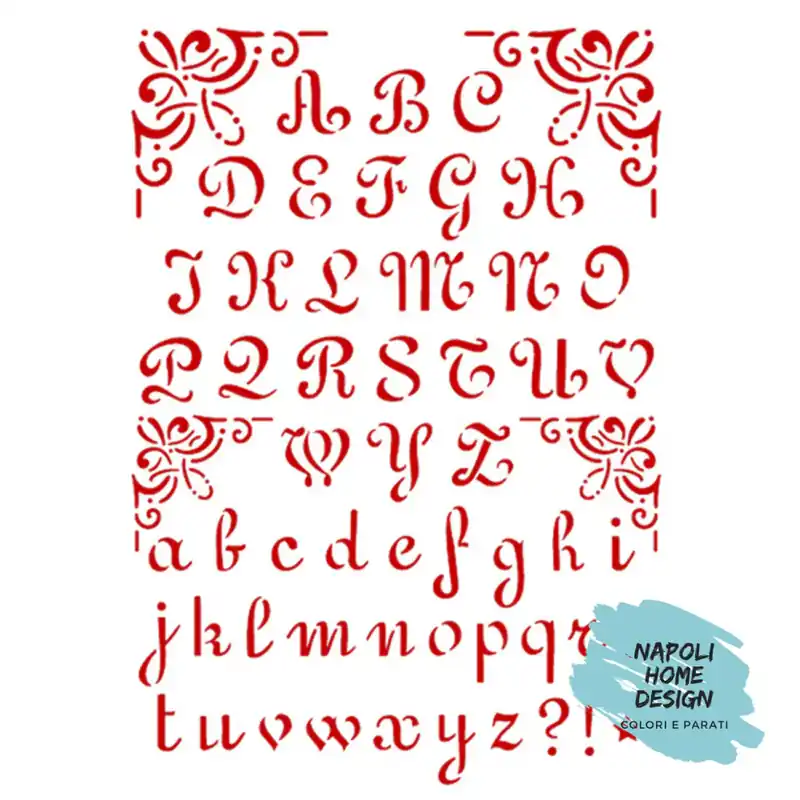 Uitverkoop Stencil Alfabeto Calligrafo cm 21 x 29.7 by Stamperia OUTLET