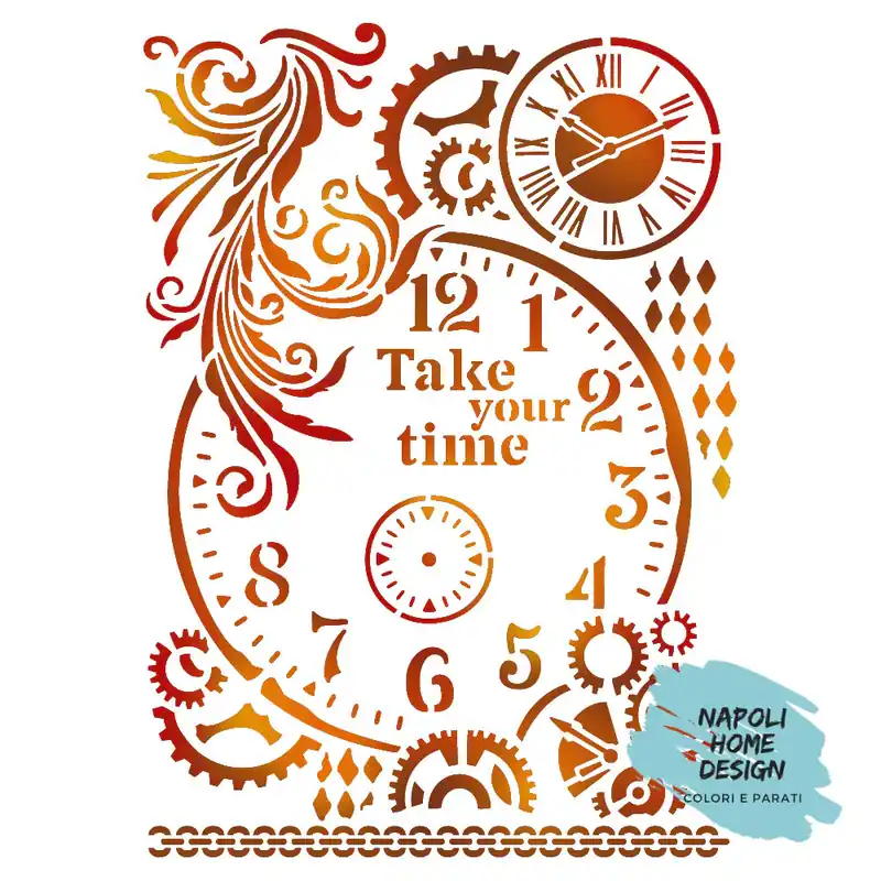 Voordeelprijs Stencil Take Your Time cm 21 x 29.7 by Stamperia. OUTLET