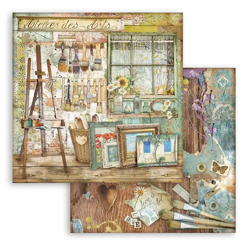 Weekendaanbieding Foglio singolo Scrapbooking Double Face Atelier 30x30 cm Stamperia OUT
