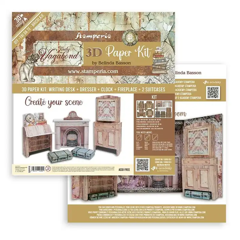 3D Paper Kit Lady Vagabond Lifestyle Stamperia OUTLET Meest Verkocht