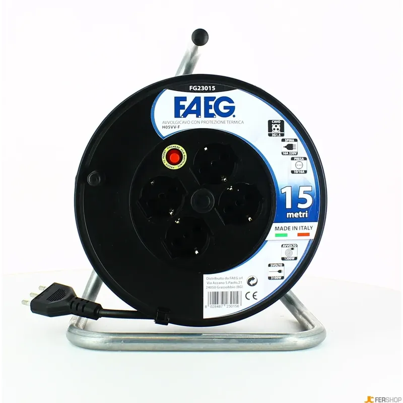 Avvolgicavo civile faeg - mt.15-3x1.5 - 16a Direct Beschikbaar