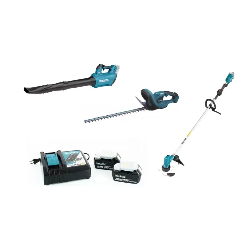 Flitsaanbieding Decespugliatore DUR190LZX3 + soffiatore DUB184Z + tagliasiepe DUH523Z mm.520 compresi di caricatore + 2 batterie 18V-2X5AH