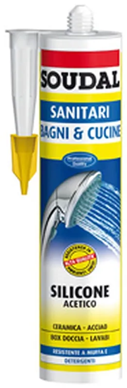 Soudal-Silicone Acetico TURBO Per Sanitari Soudal TRASPARENTE ML.310 Laatste Kans