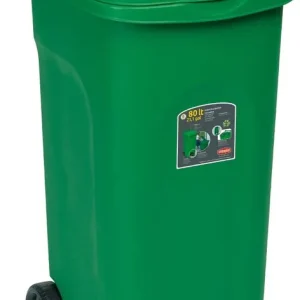 Stefanplast 6431 Bidone con Ruote Urbano Eco con Pedale, Verde, 38 x 51 x 80 cm Beperkte Voorraad