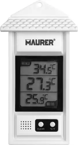 TERMOMETRO DA PARETE PVC MIN/MAX DIGITALE MAURER 54X200HMM - CF. BLISTER Flitsaanbieding
