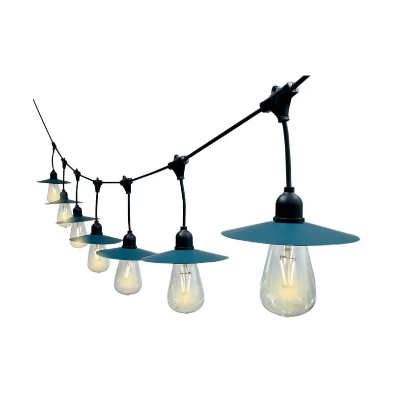 V-TAC Catenaria 15.6m per 15 lampadine LED ST64 a Filamento Con Pannello Solare Colore Nero 3000K IP44 Koop Online
