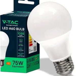 V-TAC Lampadina LED E27 10.5W A60 6500K Voordeelprijs