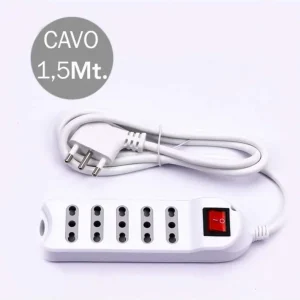 Beste Prijs V-TAC MULTIPRESA 5 POSTI COLORE BIANCO CON INTERRUTTORE LUMINOSO E ATTACCO A PARETE