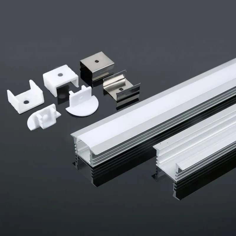 Laatste Kans V-TAC Profilo in Alluminio Colore Silver per Strip LED a Incasso (Max l 12,5mm) Copertura Satinata 2000 x 24,5 x 12,2mm