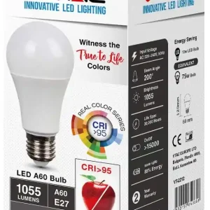 V-TAC VT-2212 LAMPADINA LED E27 12W BULB A60 CRI =95 4000 K Merkproduct
