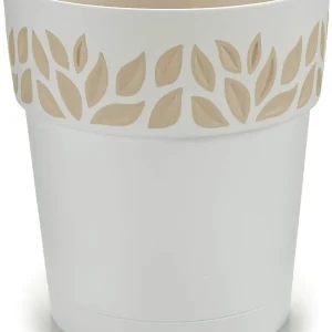 VASO TONDO ‘CLOE‘ ø 20 x h.19 - bianco/travertino Laatste Versie