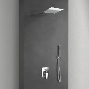 - Kit Doccia 2 Vie Soffione Acciaio Inox Slim 2 mm + Braccio Doccia + Presa Acqua + Flessibile + Doccino Soffione 25x25 cm con Braccio da Parete Nieuw