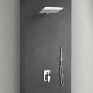 - Kit Doccia 2 Vie Soffione Acciaio Inox Slim 2 mm + Braccio Doccia + Presa Acqua + Flessibile + Doccino Soffione 40x40 cm con Braccio da Parete Betrouwbaar