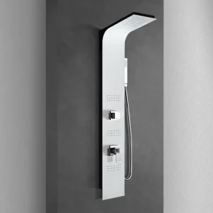 - Pannello doccia idromassaggio in alluminio verniciato a polvere finitura bianco opaco (fronte) e nero opaco (fianco) Shop Nu