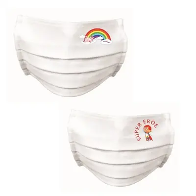 10 PZ MASCHERINE BAMBINI SORRISO FANTASIE MISTE M/F IDROREPELLENTE. Misura Junior Sorriso 7-10 Anni Dagaanbieding