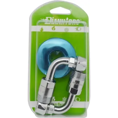 2 PZ CURVETTE SOTTOLAVABO A 90° COMPLETE E GIREVOLE BLISTER Speciale Aanbieding