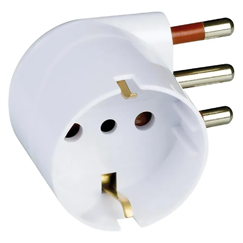 ADATTATORE SINGOLO SPINA 90° ‘SALVASPAZIO‘ spina 2P + T 10A Actieprijs
