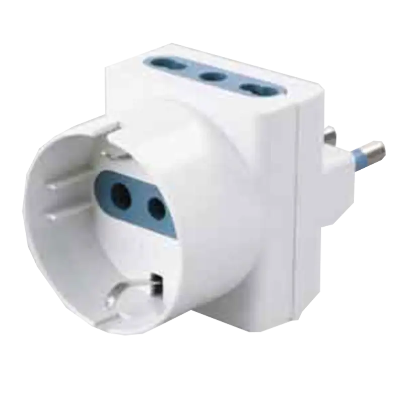 ADATTATORE TRIPLO SCHUKO BIVALENTE 16A IDEAL STAR Weekendaanbieding