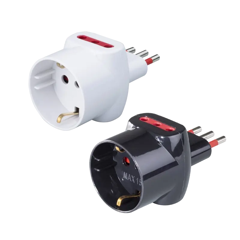 ADATTATORE TRIPLO SCHUKO/BIVALENTE 10A ROSI. Modello ADATTATORE TRIPLO SCHUKO/BIVALENTE 10A ROSI 2P+T - prese 10A 2P+T, Col. Bianco Superprijs