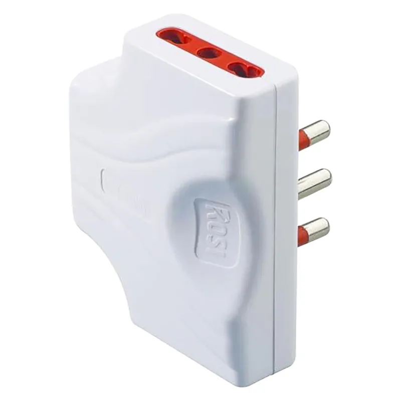 Must-Have ADATTATORE ULTRAPIATTO TRIPLO SERIE ‘EMILIA EXTRA PIATTA‘ presa 2P+T 10/16A - spina 2P+T 16A / bianco. Modello presa 2P+T 10/16A - spina 2P+T 16A / bianco