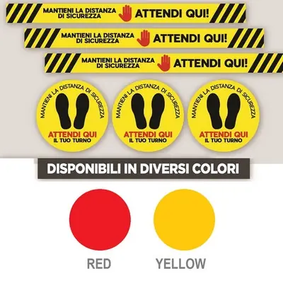 ADESIVI SEGNALETICA DA PAVIMENTO PER DISTANZA DI SICUREZZA. Misura Tondo Yellow Diam. 30 cm Direct Verzonden