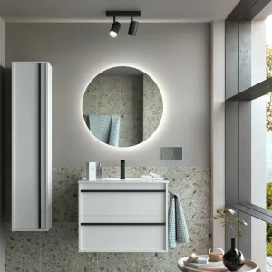 Rechtstreeks Van De Fabrikant Set Bagno Completo CAMELIA 80 cm Tondo - Bianco Opaco